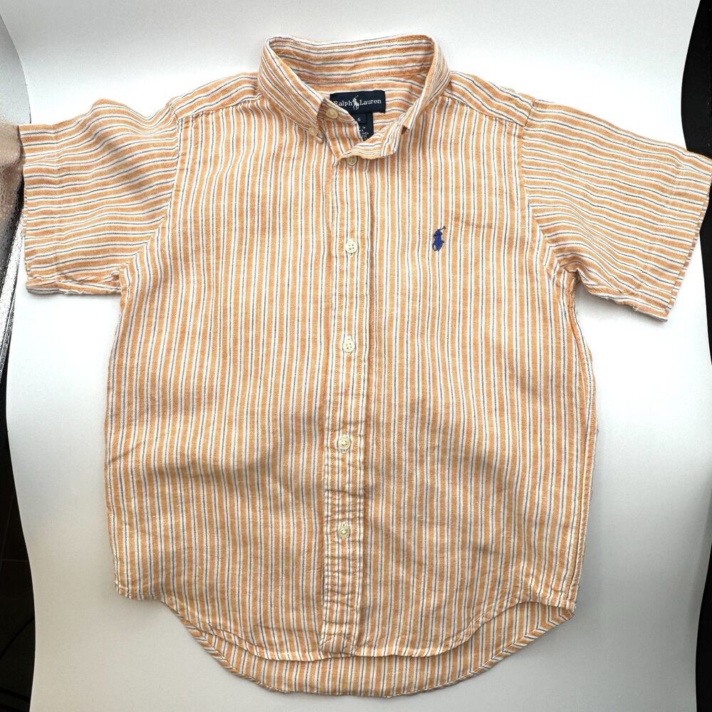 Ralph Lauren Linen Orange White Blue Stripe Boys 6